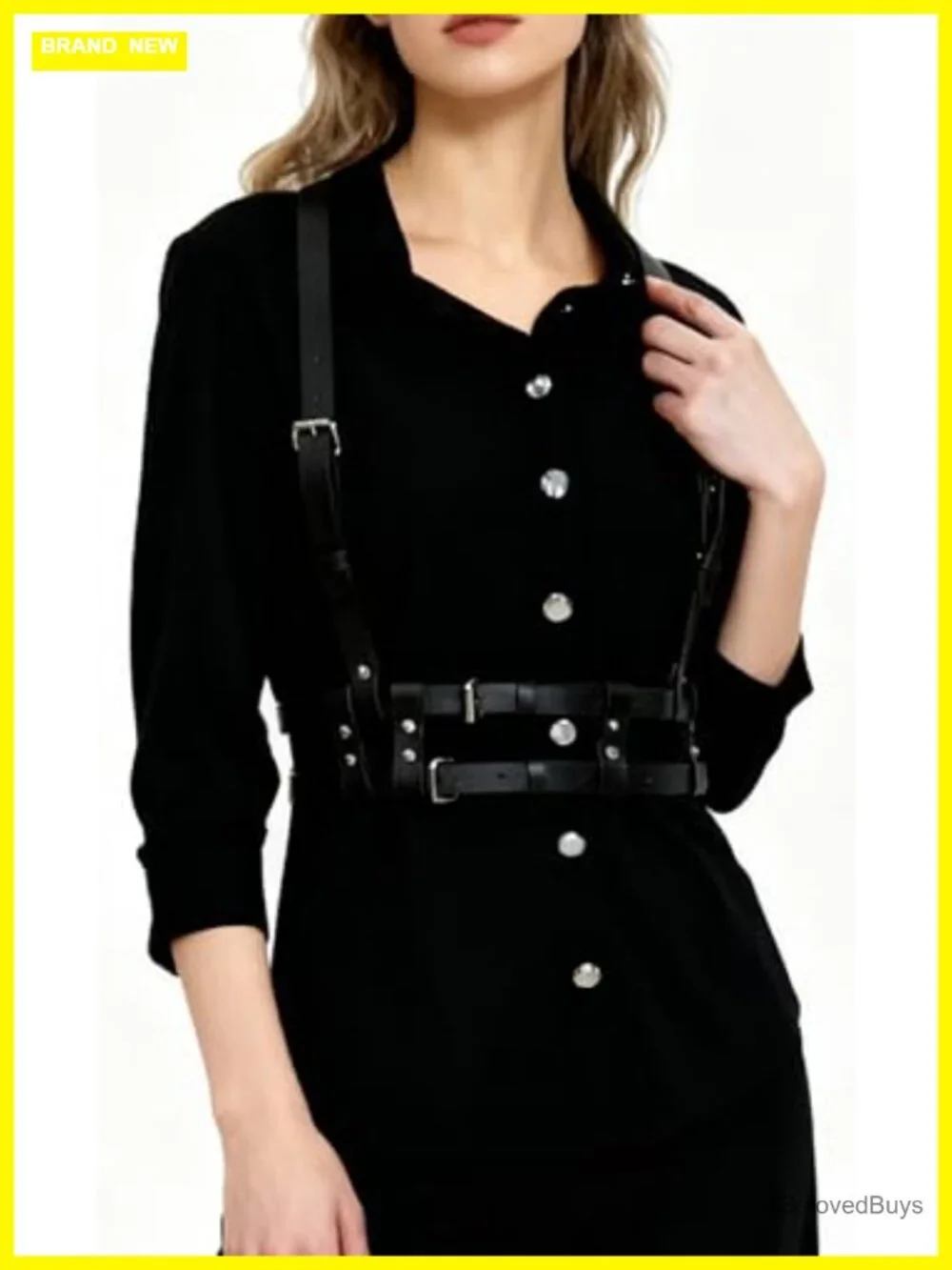 Faux Leather Adjustable Harness Belt with Alloy Buckles for Dresses Shirts